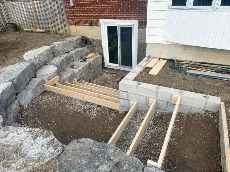 Preparation work for basement walkout steps