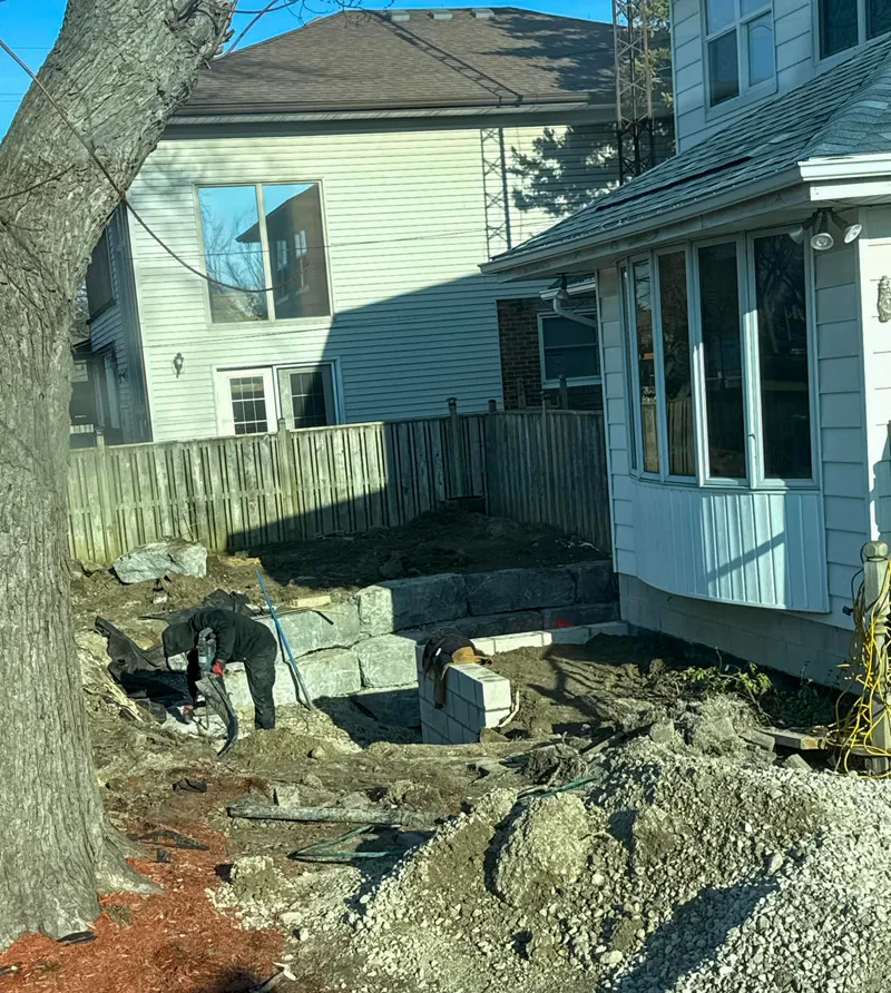 Stone and brick work for basement walkout