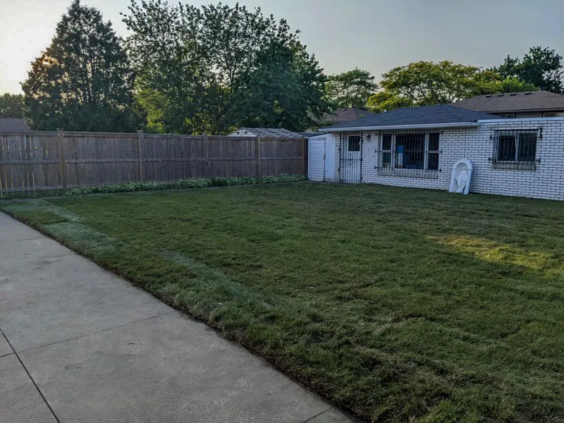 Completed sodded lawn installation